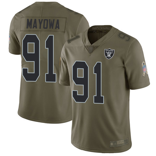 Men Oakland Raiders Limited Olive Benson Mayowa Jersey NFL Football #91 2017 Salute to Service Jersey